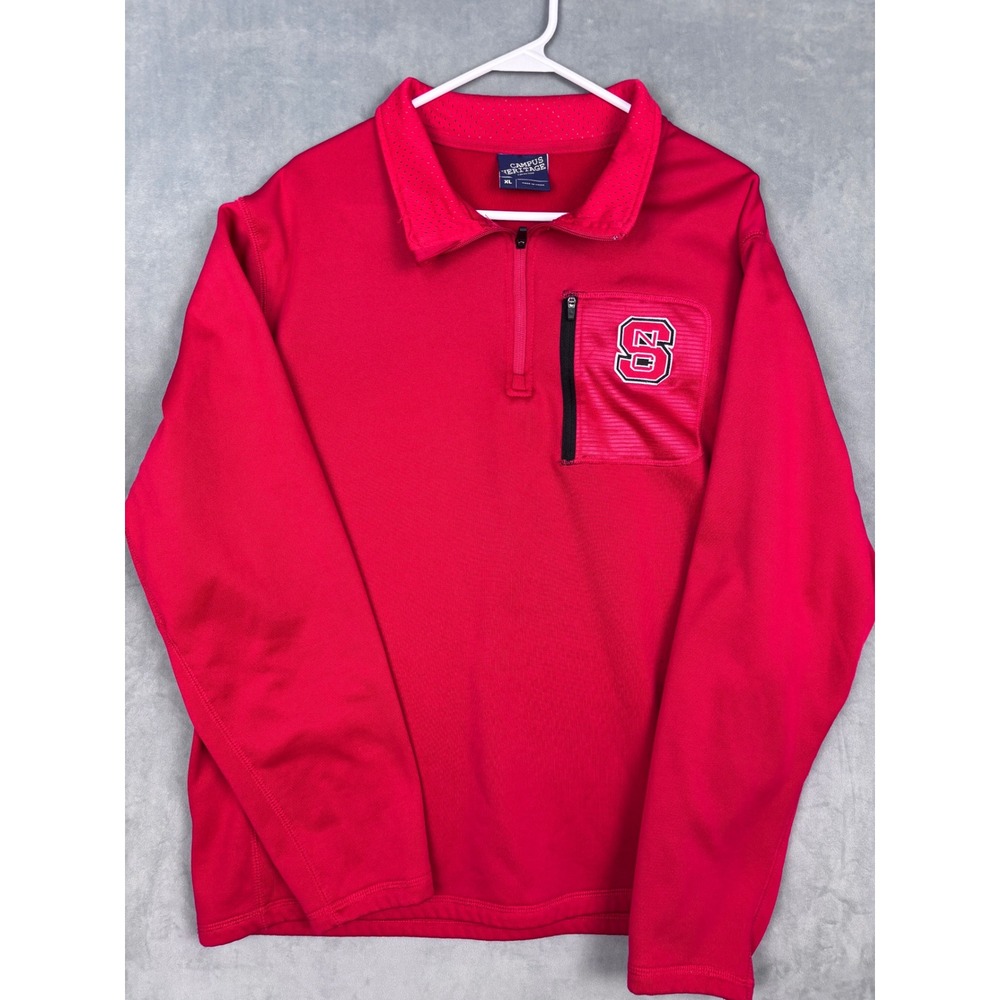 Campus Heritage NC State Wolfpack Mens XL Red Quarter Zip Pullover Sweatshirt
